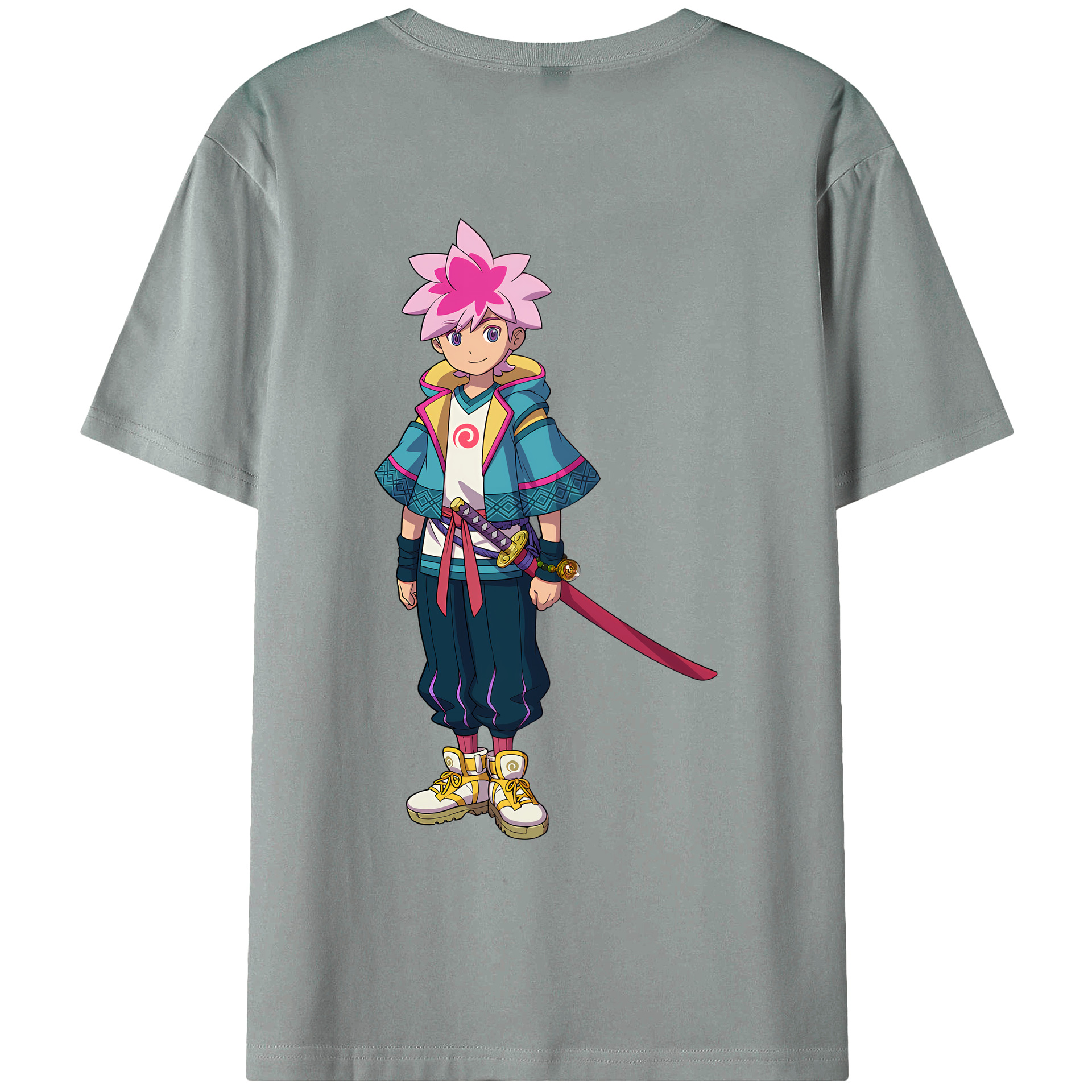 （画像用） 妖怪ウォッチ Yo-kai Watch 綿100％ メンズ半袖Tシャツ（バックプリント） 通気性